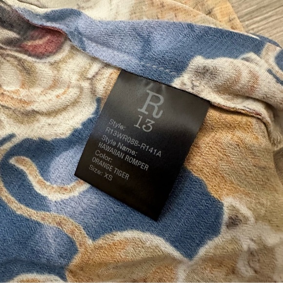 NWT / R13 Hawaiian tiger Japanese fabric romper XS Oversized fit - Picture 4 of 5